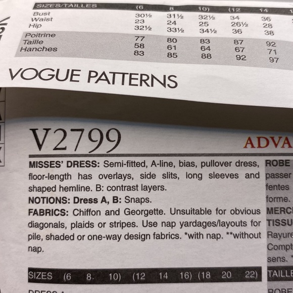 Vogue American Designer #V2799 Tom & Linda Platt Ladies Dress Pattern 12–14-16 - Picture 7 of 12